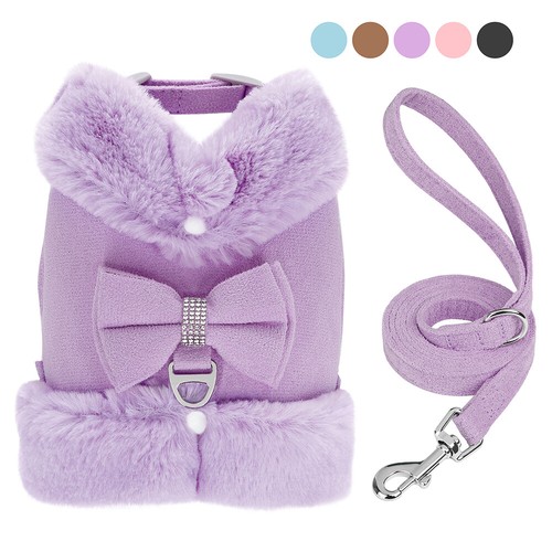 Warm fleece small dog harness - small,